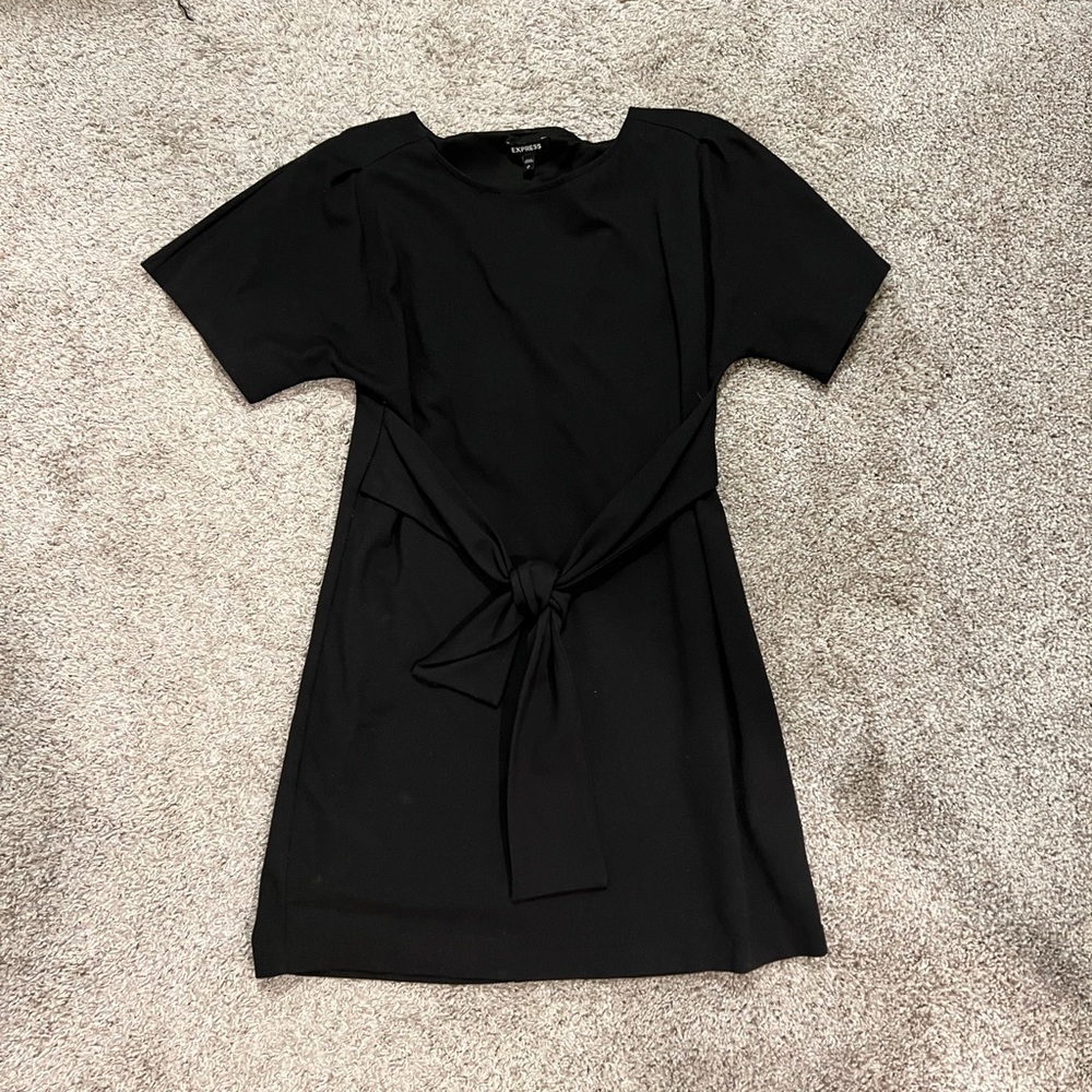 Express Black Tie-Front Shift Dress